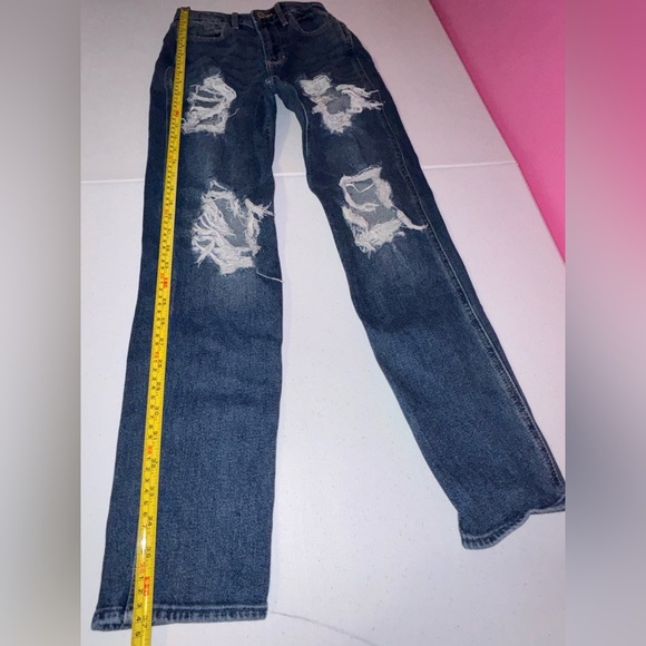 Hollister Skinny Blue Jeans with Distressed Accents - Picture 4 of 8